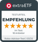 Siegel der Plattform extraETF mit dem Testurteil Empfehlung (5 Sterne) für Evergreen im Robo-Advisor-Test 03/2025